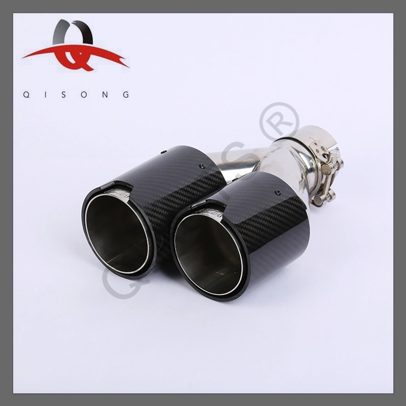 [Qisong] Qiauts Car Carbon Fiber Exhaust Dual Outlet End Tips Pipes