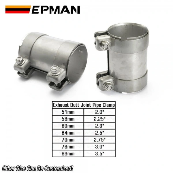 Tansky 304 Stainless Steel Muffler Clamp Exhaust Butt Joint Pipe Clamps 51mm 58mm 60mm 70mm 64mm 76mm 89mm