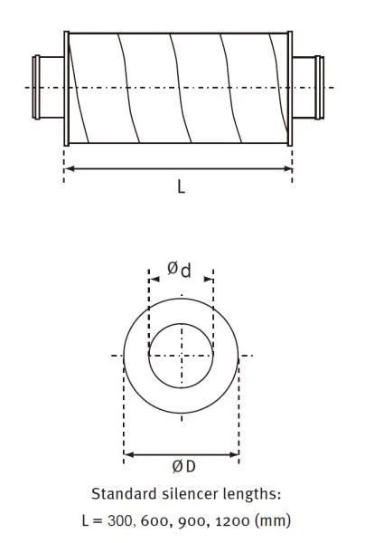 Galvanized Steel Round Duct Silencer Circular Silencer Pipe Spiro Type