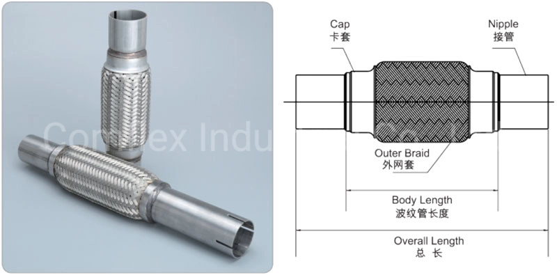 2.000&quot; ID X 4&quot; Long Flex Coupling (Interlock Liner) 304 Stainless