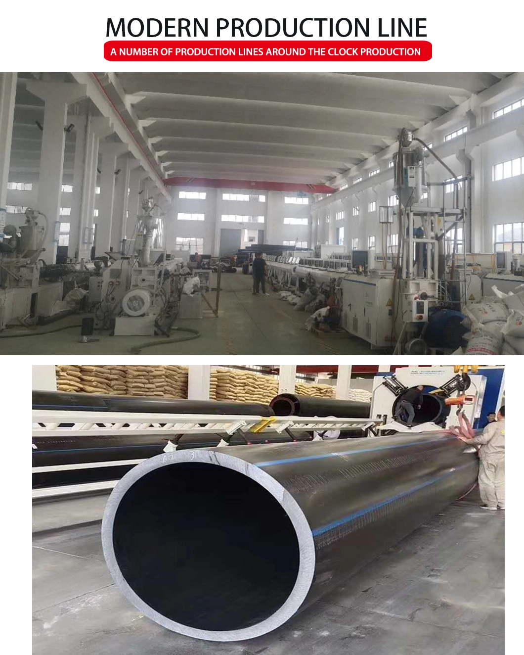 HDPE Pipe 0.8MPa*DN200 Plastic Tubes Water Supply PE Pipes Thickness 9.6mm