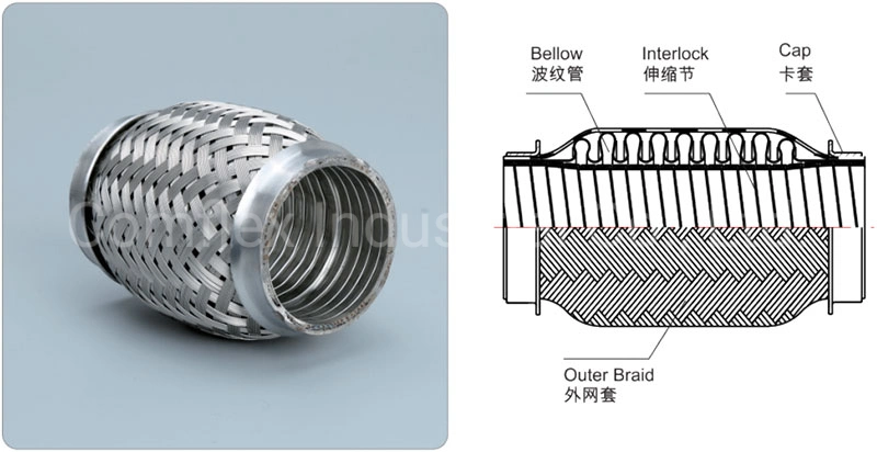 Stainless Steel Flex Pipe Exhaust Couplings with Mild Steel Extensions