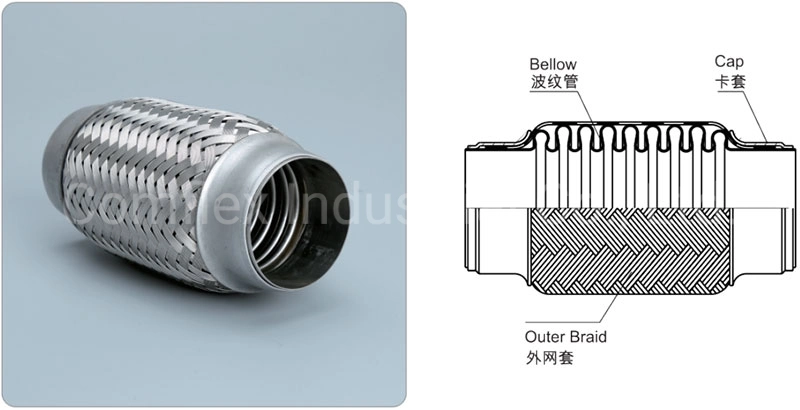 2.000&quot; ID X 4&quot; Long Flex Coupling (Interlock Liner) 304 Stainless