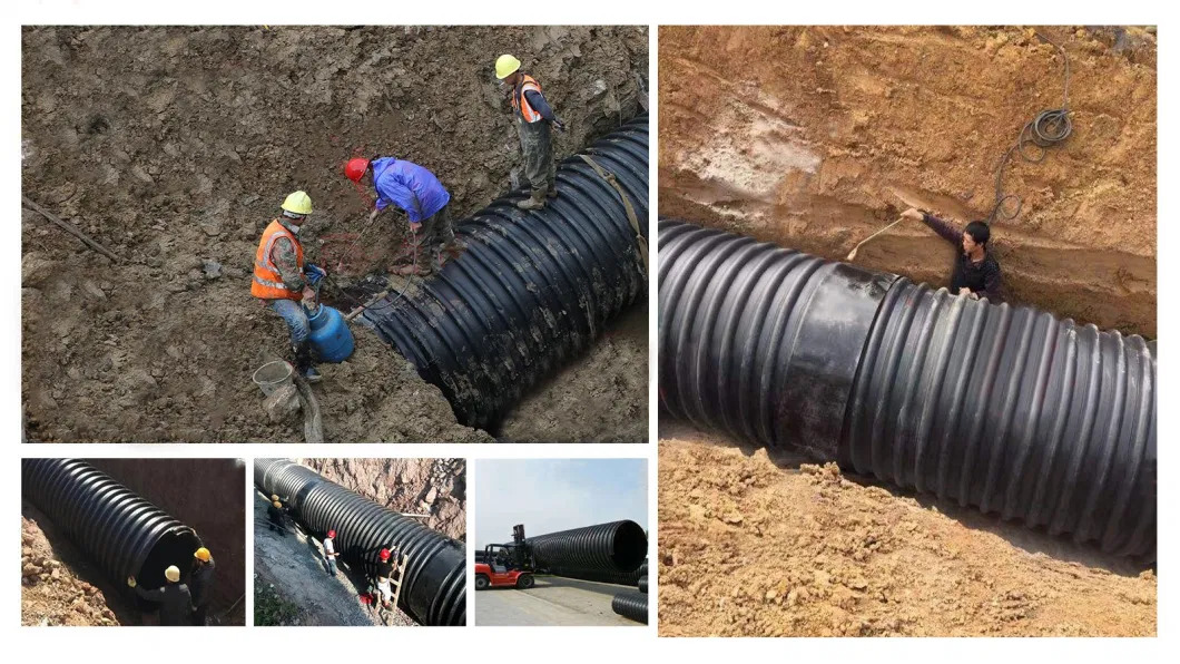 Plastic Black Polyethylene Drainage Culvert HDPE Stainless Steel Double Wall Corrugated Pipe for Drainage System