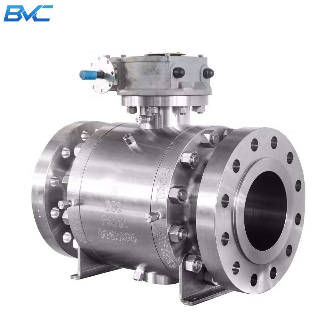 Industrial Manual Turbine A105/Lf2/F304/F316 Fixed Type Trunnion Ball Valve with 600lb-900lb-1500lb/2500lb