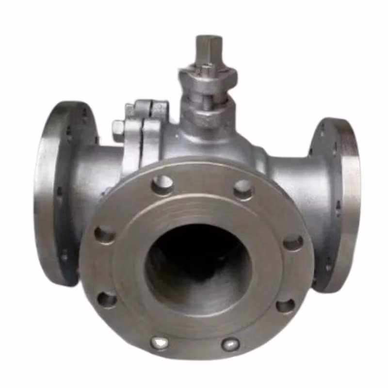 Steam Stainless Steel Three-Way Flange Ball Valve Body Lt Type Gas Electric Cast Flange Large Diameter
