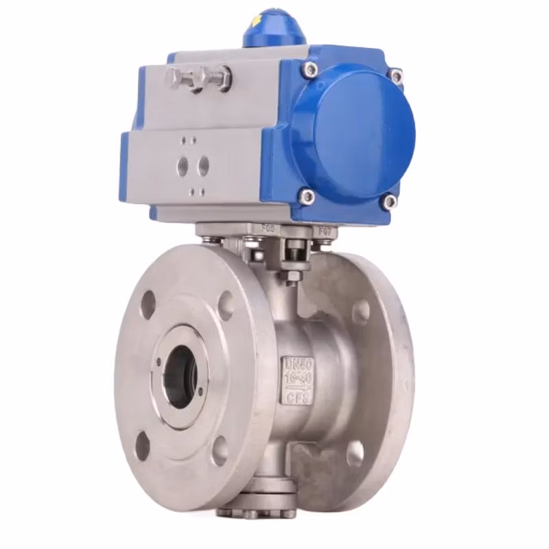 DN150 High-Performance Thin Type Pneumatic Flanged Ball Valve with Pneumatic Actuator