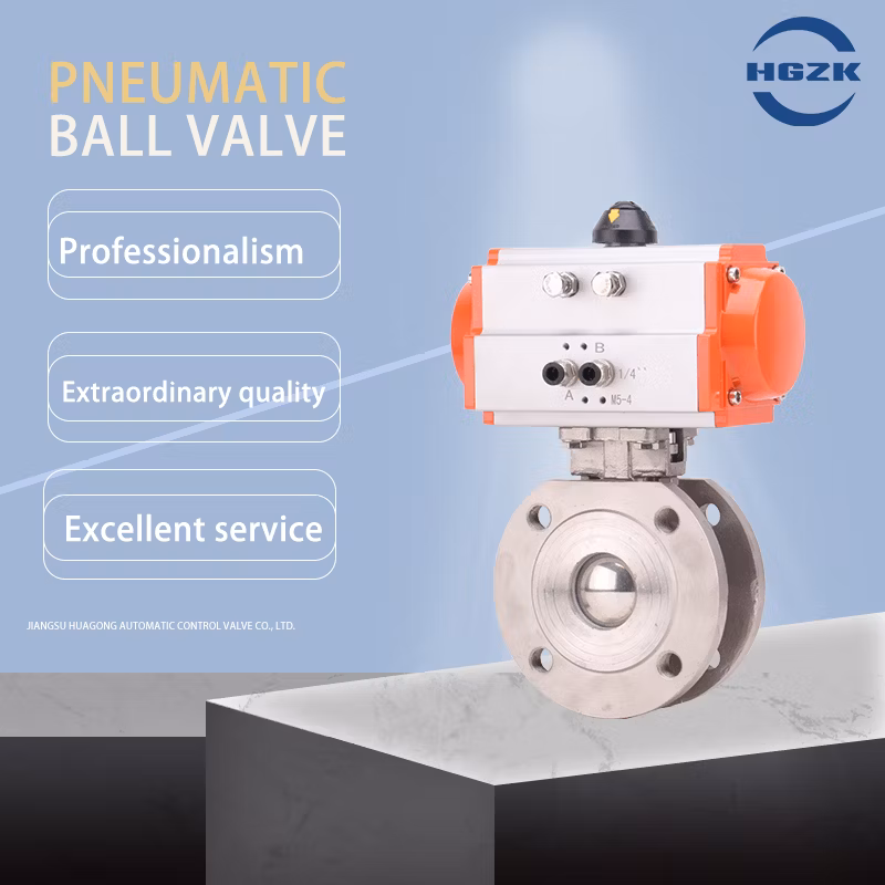 DN150 High-Performance Thin Type Pneumatic Flanged Ball Valve with Pneumatic Actuator