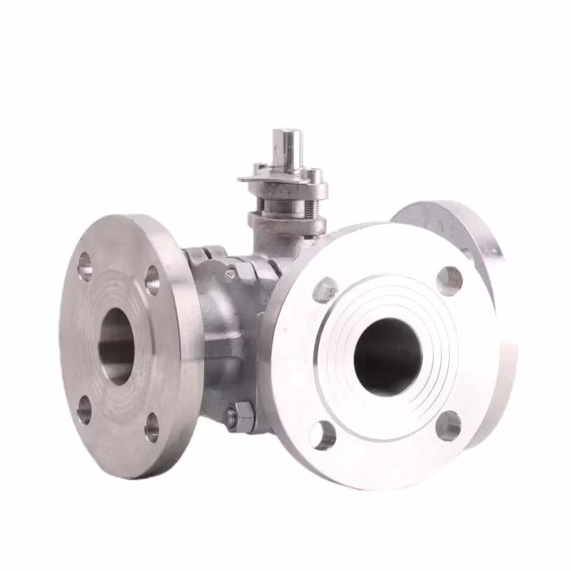 Steam Stainless Steel Three-Way Flange Ball Valve Body Lt Type Gas Electric Cast Flange Large Diameter