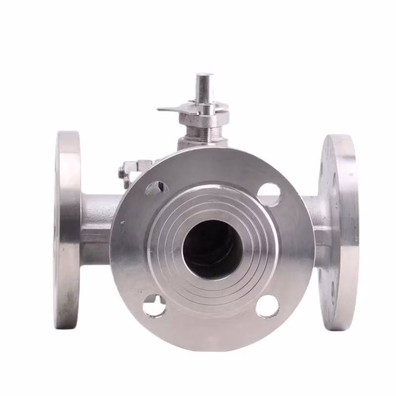 Steam Stainless Steel Three-Way Flange Ball Valve Body Lt Type Gas Electric Cast Flange Large Diameter