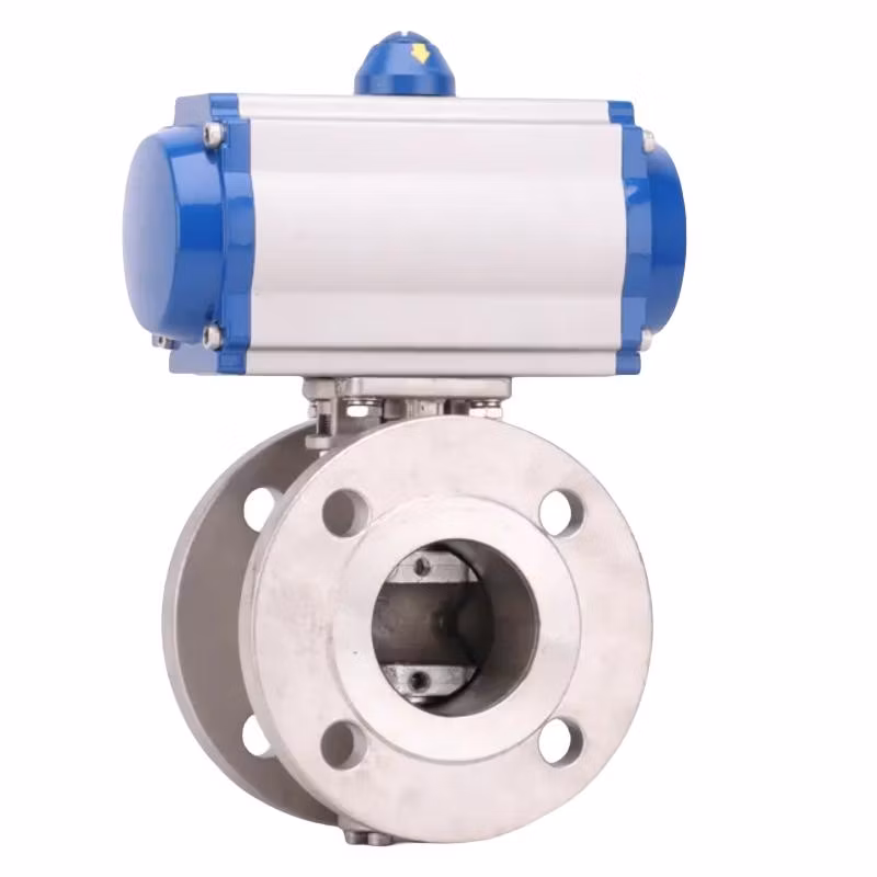 DN150 High-Performance Thin Type Pneumatic Flanged Ball Valve with Pneumatic Actuator