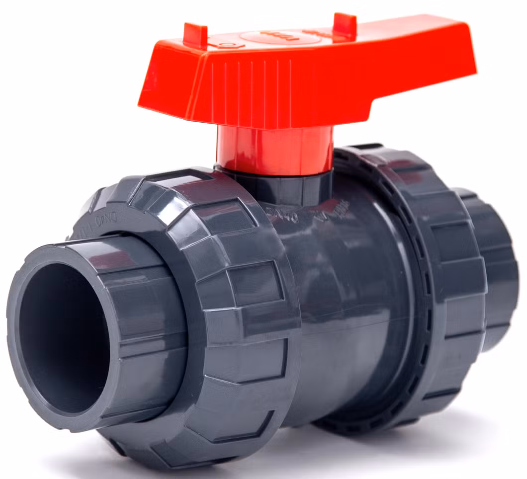 High Quality DIN ANSI JIS BS PVC True (Double) Union Female Thread Ball Valve UPVC Flange Wafer Type Ball Valve Plastic Non Actuator Mounting Pad Ball Valve