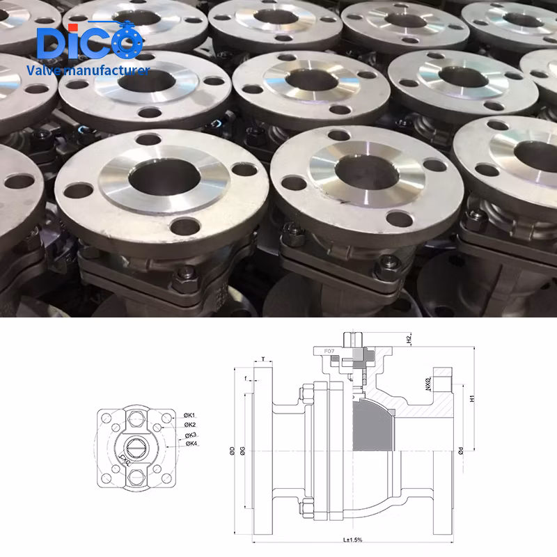 Dico DIN Stainless Steel SS304 Side Entry 2PC Flange Floating Ball Valve