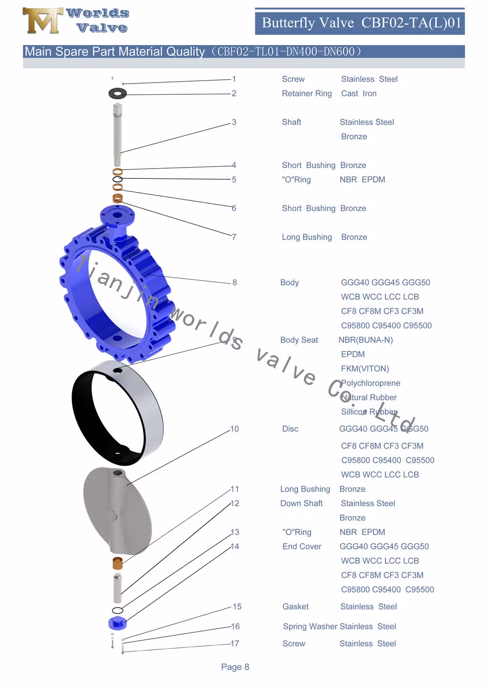 EPDM Lining Rubber Seated Lug Tapped/Threaded Hole/End Butterfly Vavles for Air-Conditioner