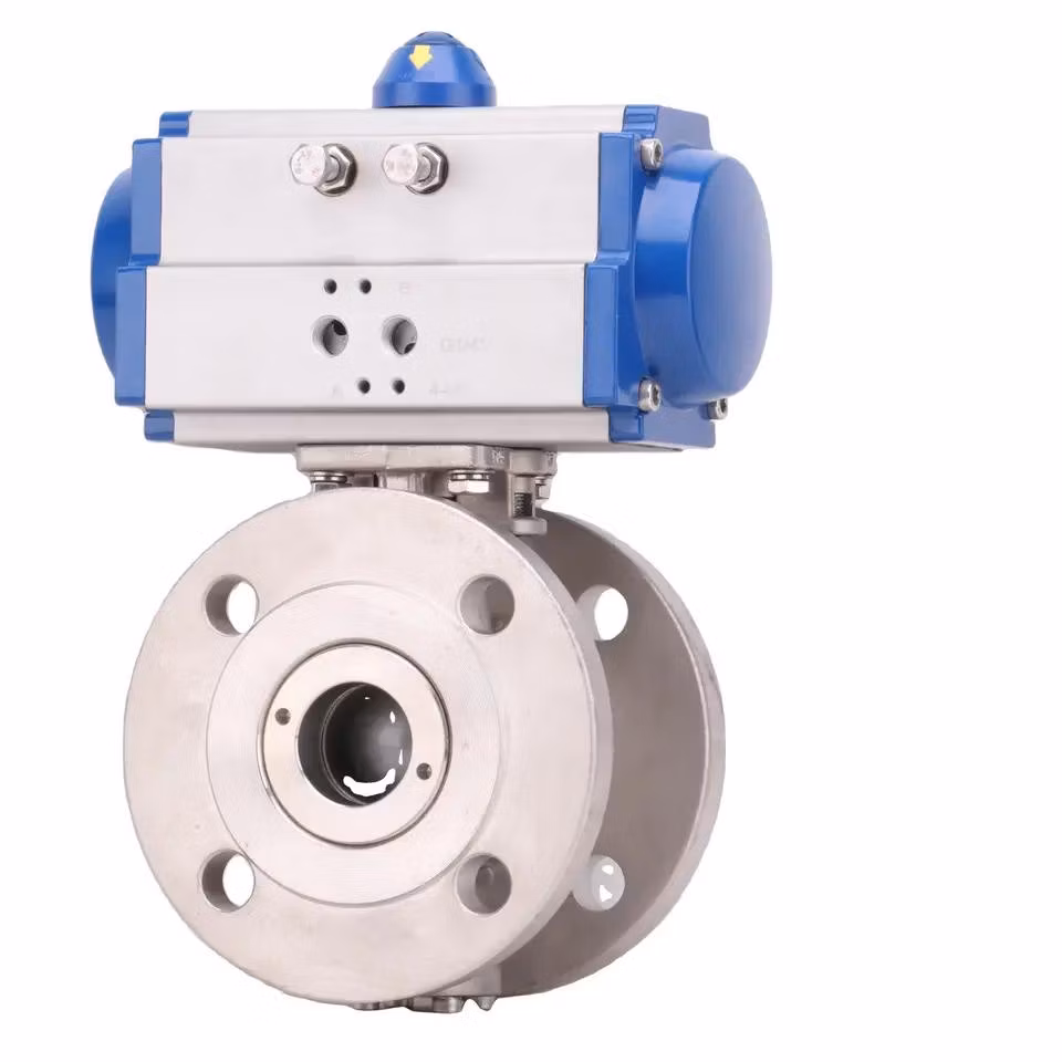 DN150 High-Performance Thin Type Pneumatic Flanged Ball Valve with Pneumatic Actuator