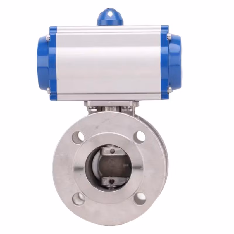 DN150 High-Performance Thin Type Pneumatic Flanged Ball Valve with Pneumatic Actuator