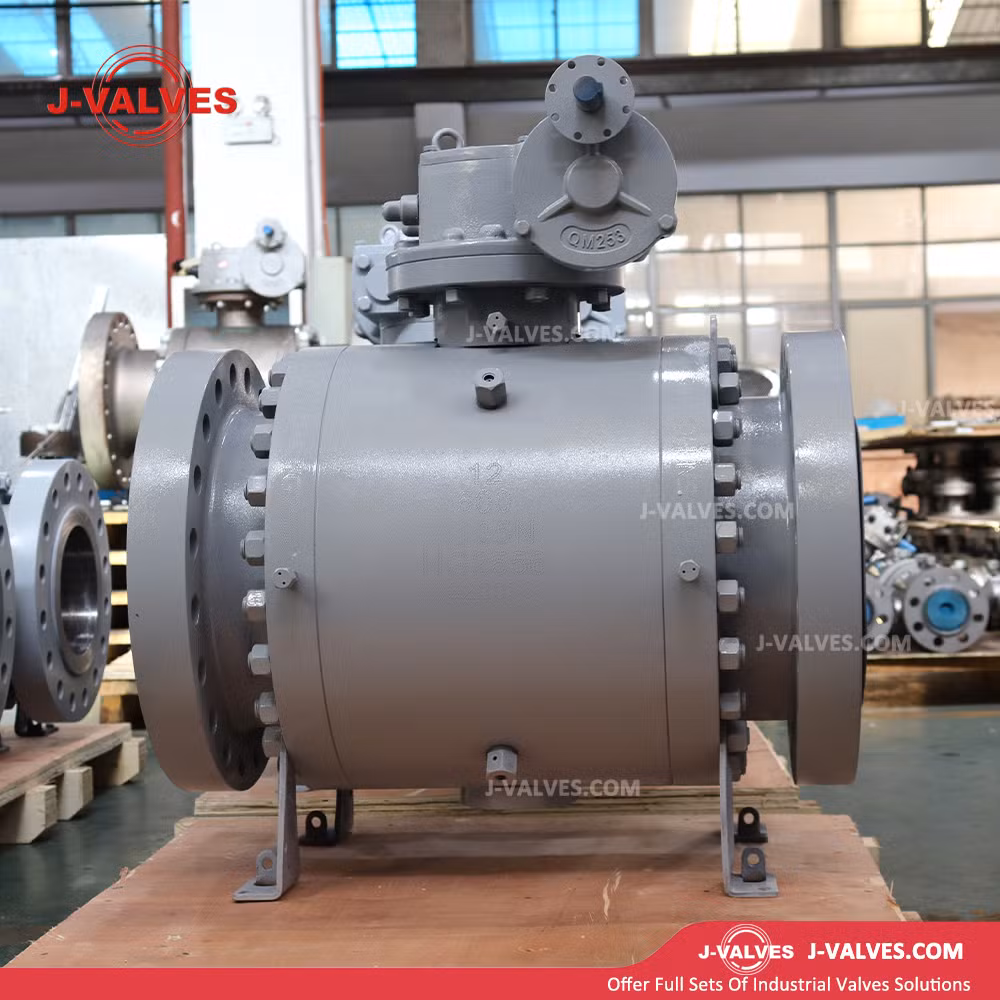 J-Valves 3PC Forged Steel Fire Safe Flange Trunnion Mounted Ball Valve with Worm Gear