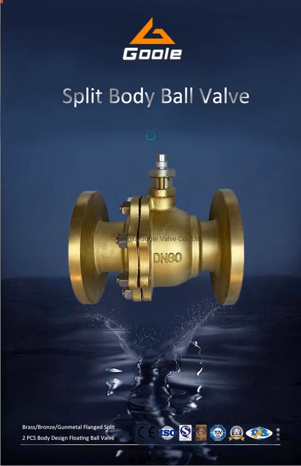 Bronze 2PCS Flanged Side Entry Split Body Floating Ball Valve