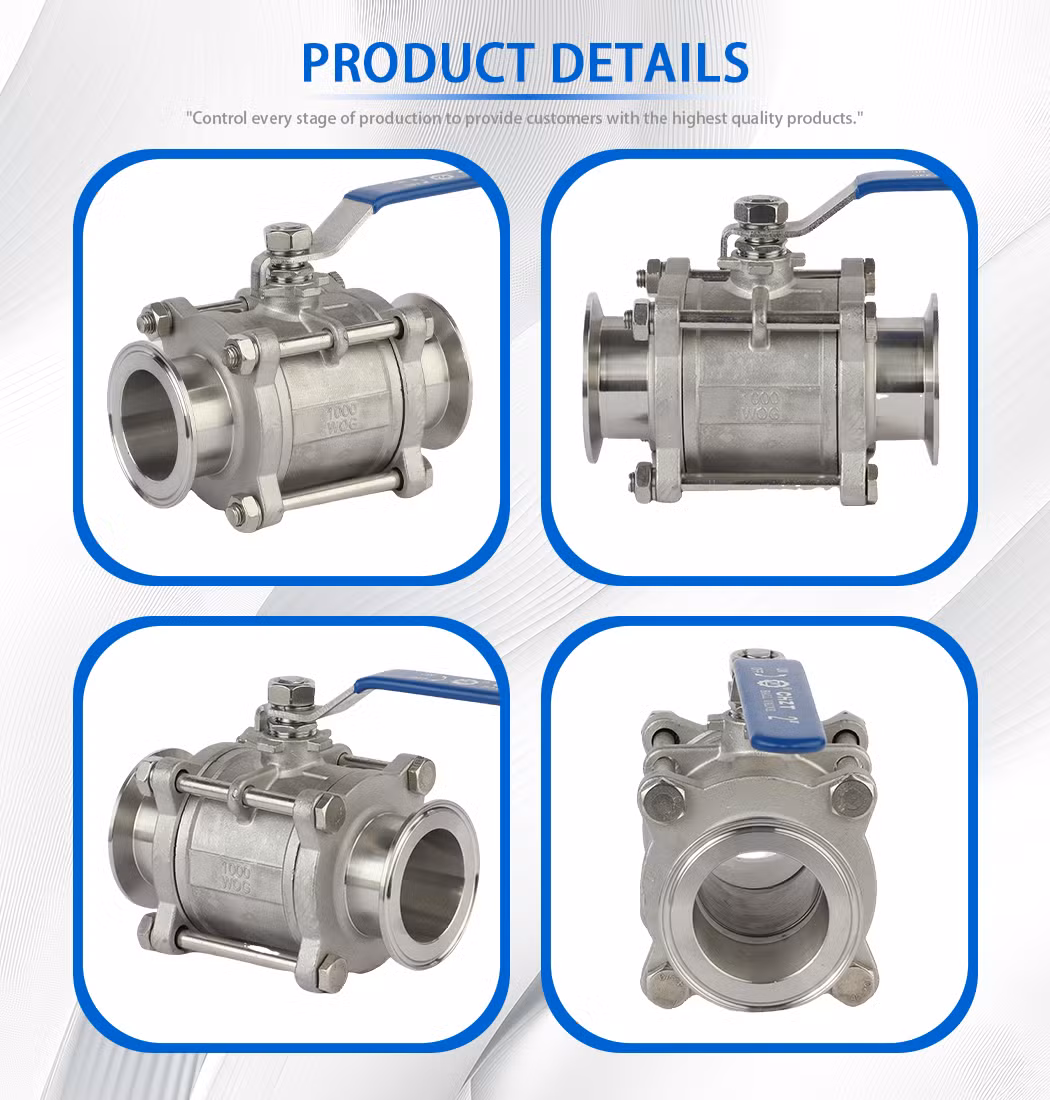 Stainless Steel Industrial Customize Corrosion Resistant Clamp Ball Valve with Soft/Metal Seated