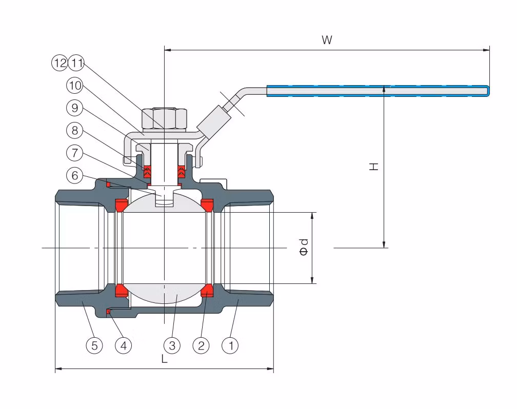 Forged 2PC 2000psi Stainless Steel CF8 CF8m Carbon Steel Wcb A105 NPT Sw Bw Ball Valve