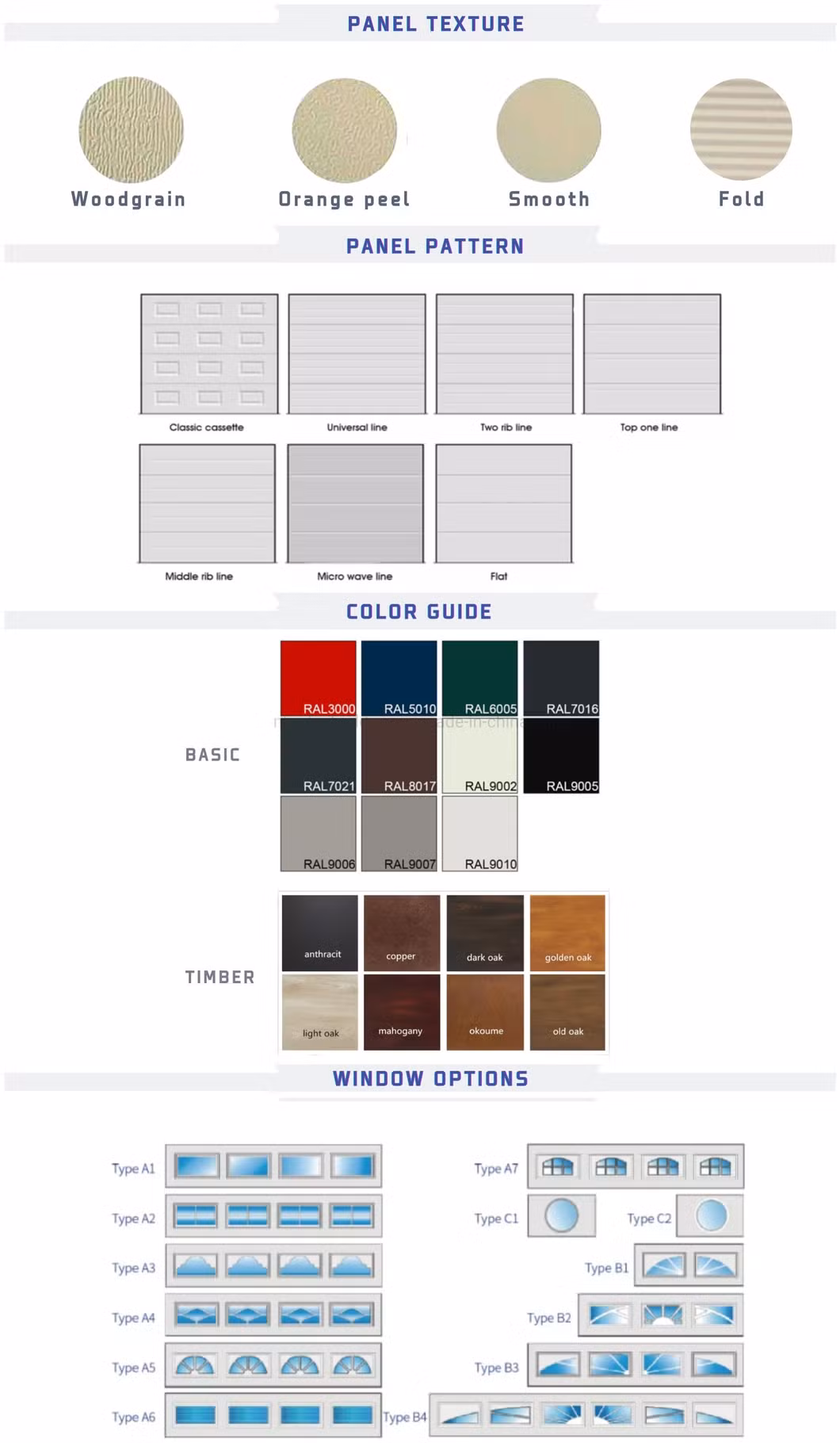 Hot Sell Europe Style Used Industrial Sliding Sectional Door