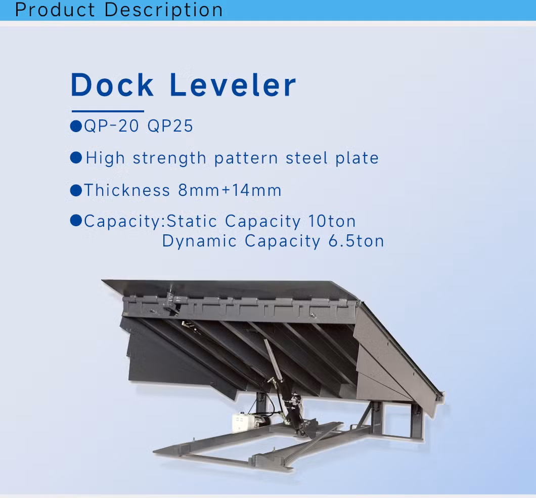 Lip Shape Yard Ramp 6t/10t Capacity Hydraulic Tons Warehouse Dock Leveler/6 Tons Warehouse Edge Dock Leveller for Truck