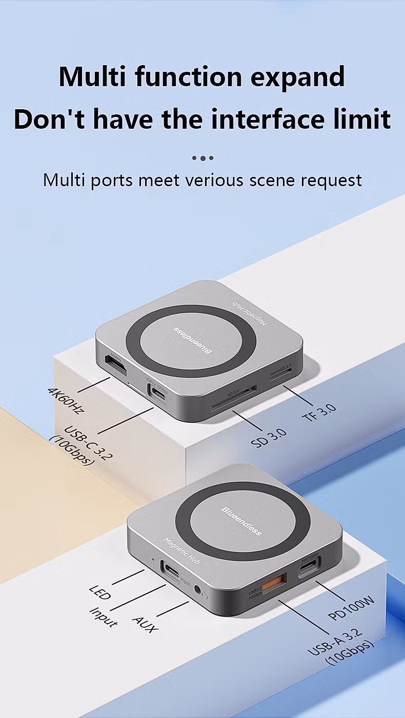Wholesale OEM Magnetic 2230 Nvme M.2 SSD Enclosure, 10gbps USB C 3.2 to Nvme M.2 Adapter, Aluminum External SSD Case, Support M-Key B+M Key Uasp, OEM HDMI Dock