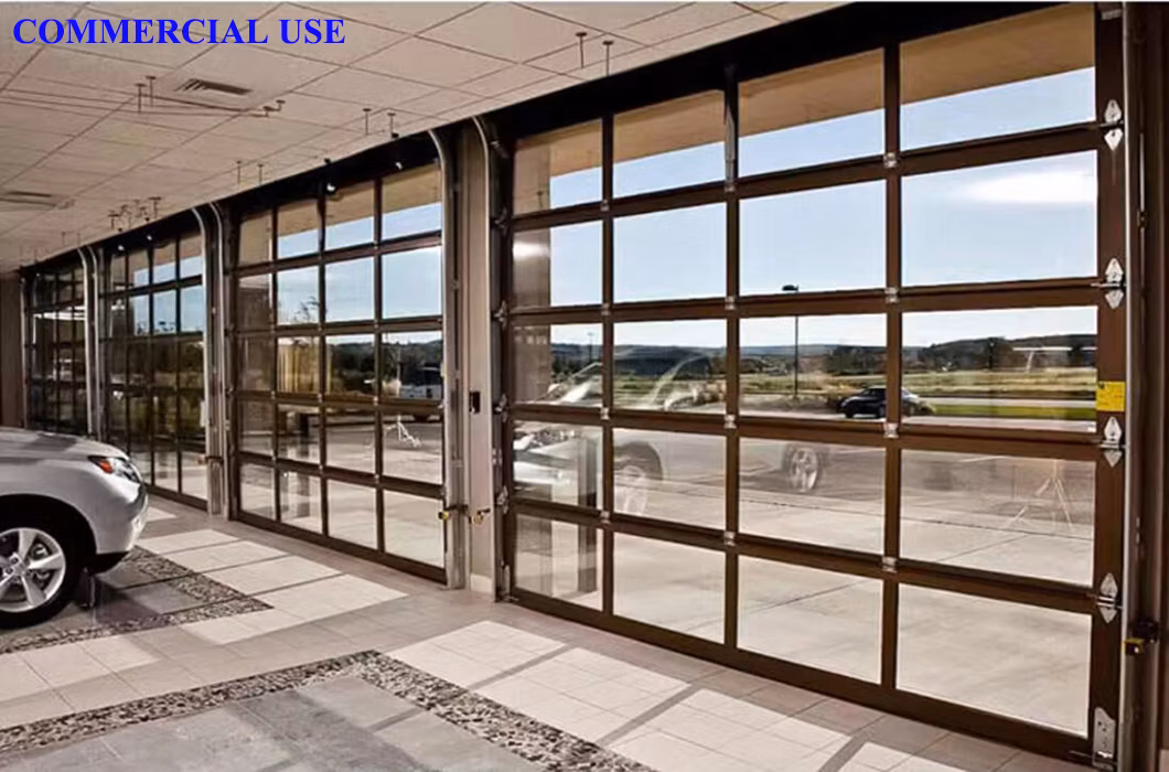 Custom Villa Tempered Glass Garage Entrance Door Security Gates