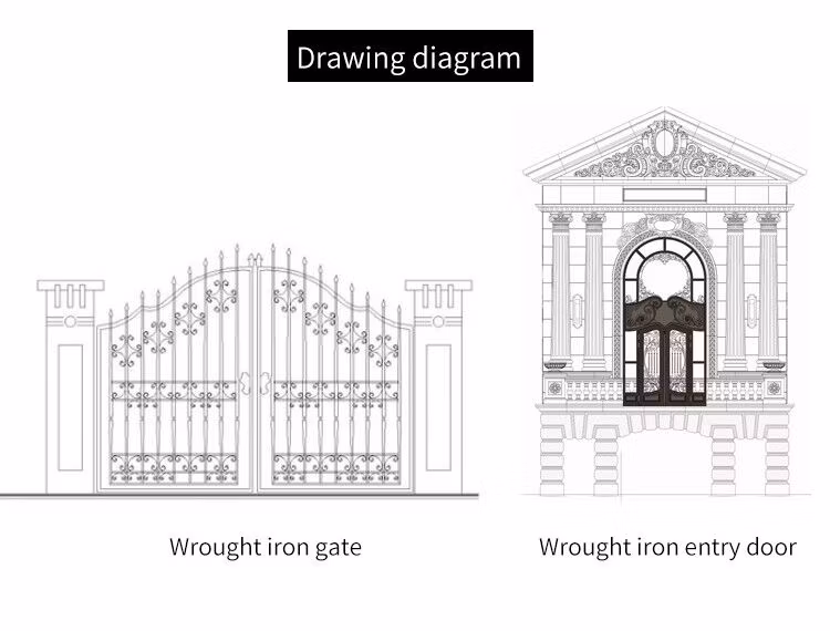 Industrial Residential Commercial High Quality Wrought Iron Main Gate Design