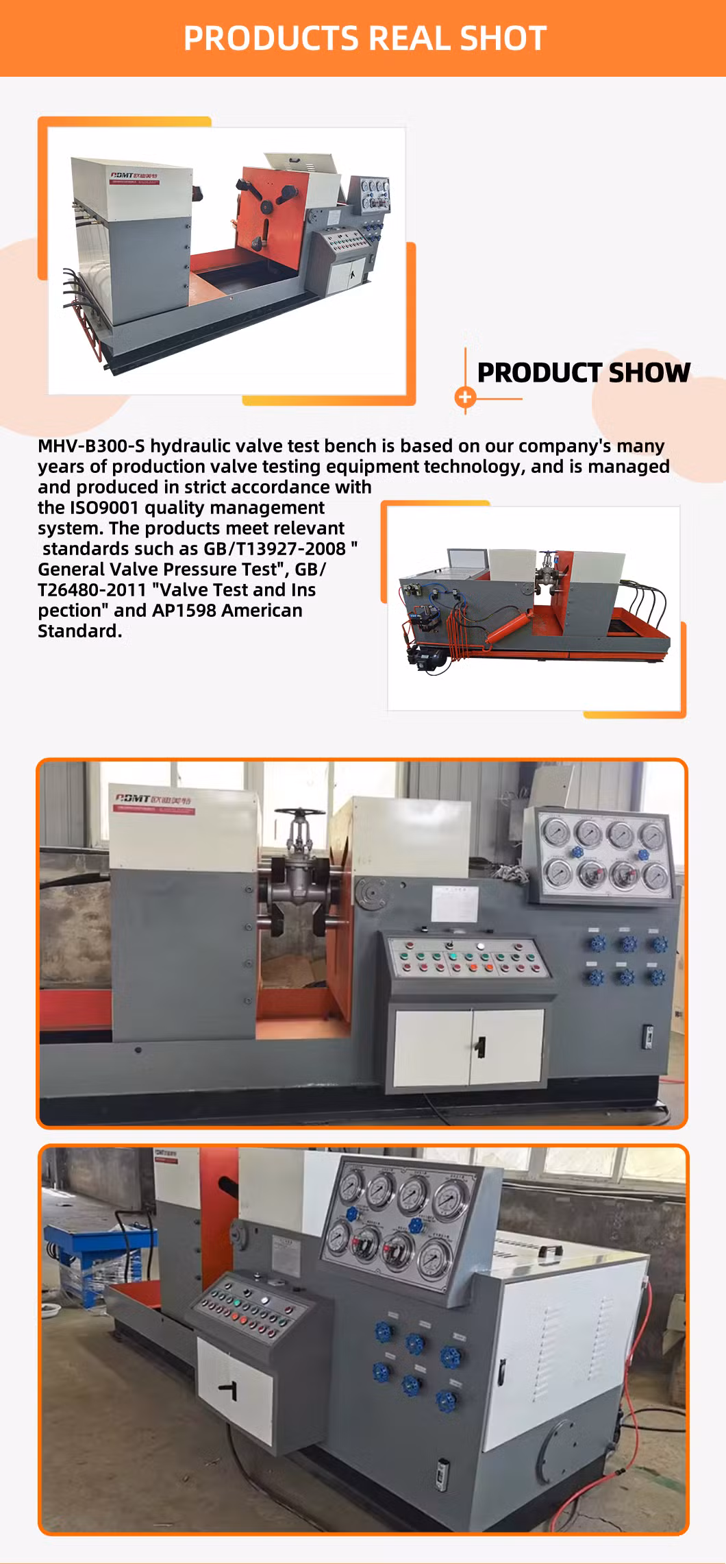 Gate Valve Check Valves Ball Valve Manual Valves Test Bench Flanged DN300 DN600 Hydraulic Clamping