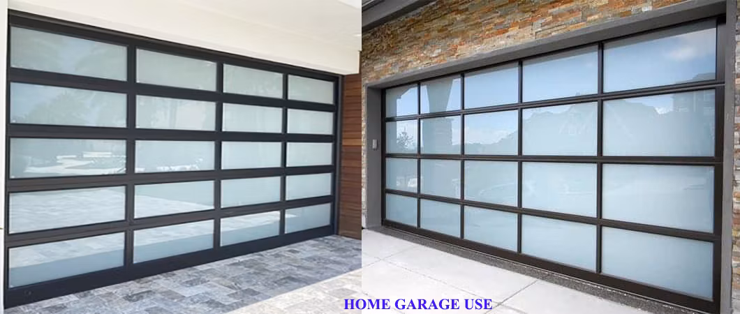 Custom Villa Tempered Glass Garage Entrance Door Security Gates