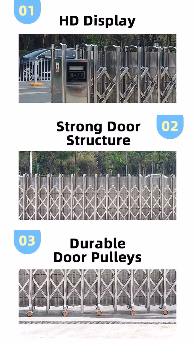 Automatic Stainless Steel Dustproof Telescope Security Folding Sliding Retractable Gate