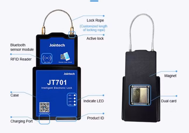 Jointech Jt701 Intelligent GPS Padock Container Logistic Security Eseal Container GPS Lock