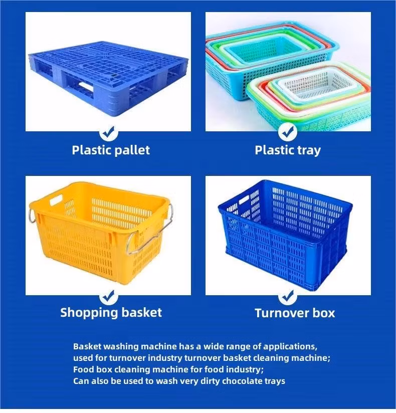 Automatic Industrial Metal Plastic Turnover Box Basket Dish Poultry Cheese Crate Washer Commercial Tray Washing Machine