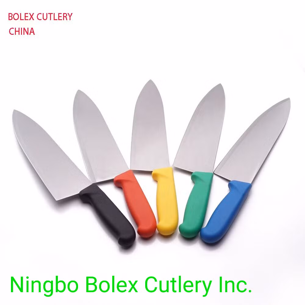 Professional Chef&prime;s Cook Knives Lines 8" 10" 12" + Paring Knife Serrated Cake Bread + Ham Slicer Knife etc. Colour Coded HACCP NSF Handles for Hospitality Hotel