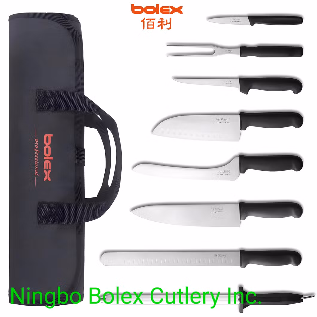 Professional Chef&prime;s Cook Knives Lines 8" 10" 12" + Paring Knife Serrated Cake Bread + Ham Slicer Knife etc. Colour Coded HACCP NSF Handles for Hospitality Hotel