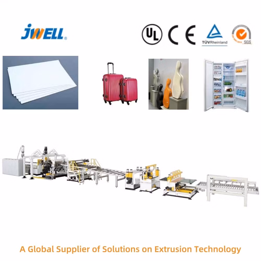 Jwell Co-Extruded a/B/a a/B a/B/C PMMA GPPS PS HIPS ABS Sheet Plate Production Line for Refrigerator/Freezer Car Door Liner Inner Liner Cabinet Closet
