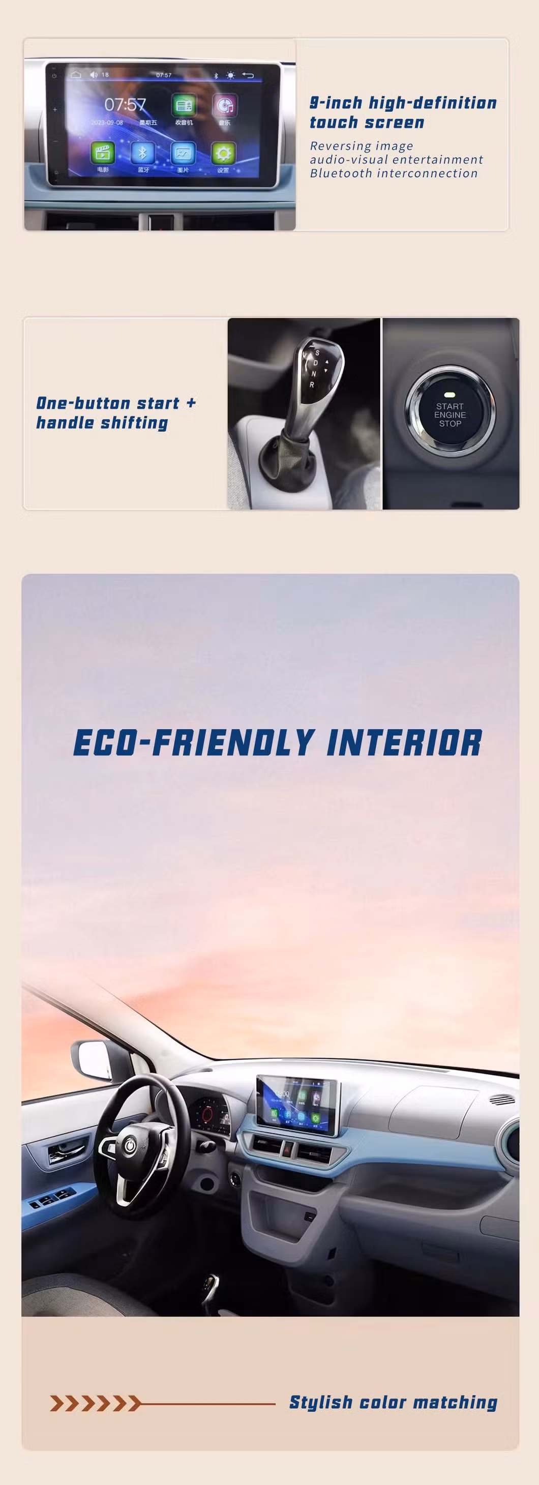 5doors 4seats New Electric Cars Made in China 4-Wheel High-Quality EV Vehicle Cheap Electric Car New Energy