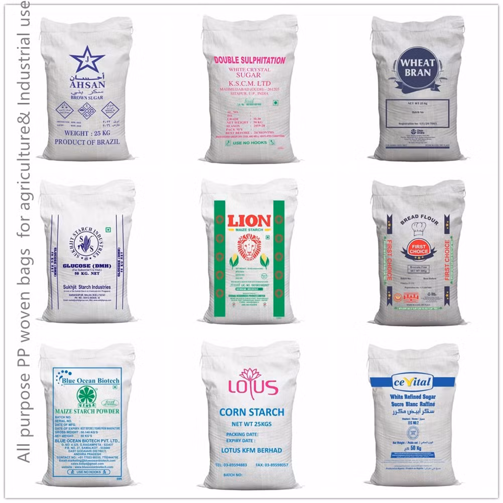 All Purpose Woven Bags Customise Multi Usage PP Packaging Sack Color Printing for Rice, Flour, Feed, Cement, Chemical, Fertilizer