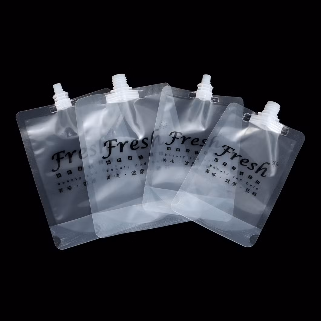 Custom Printing Food Packaging Clear Stand up Spout Pouch for Packaging Juice/Coffee/Milk Tea/Soy Milk Plastic Packaging Bag