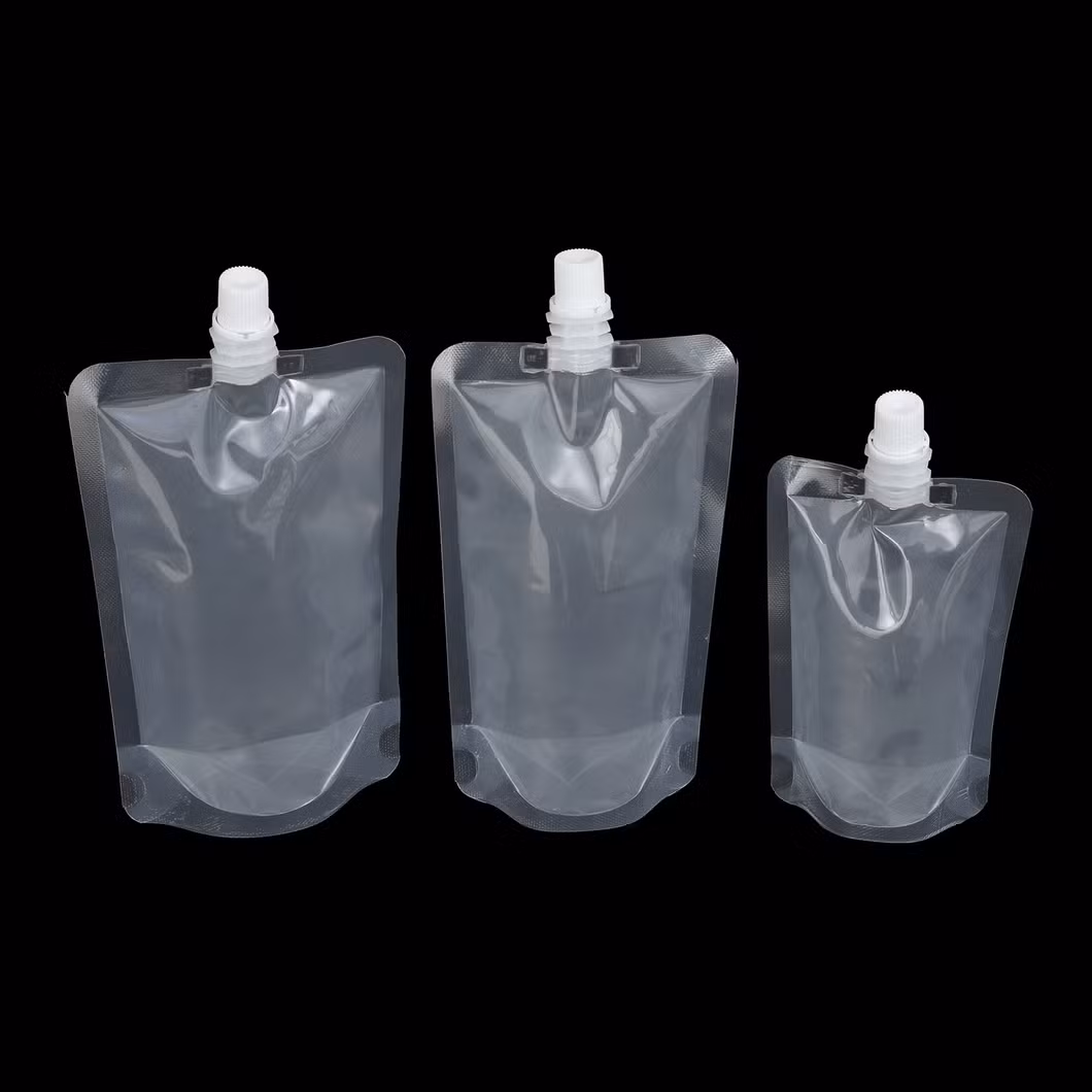 Custom Printing Food Packaging Clear Stand up Spout Pouch for Packaging Juice/Coffee/Milk Tea/Soy Milk Plastic Packaging Bag