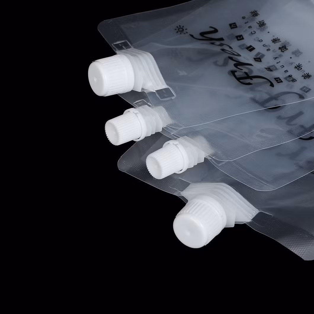 Custom Printing Food Packaging Clear Stand up Spout Pouch for Packaging Juice/Coffee/Milk Tea/Soy Milk Plastic Packaging Bag