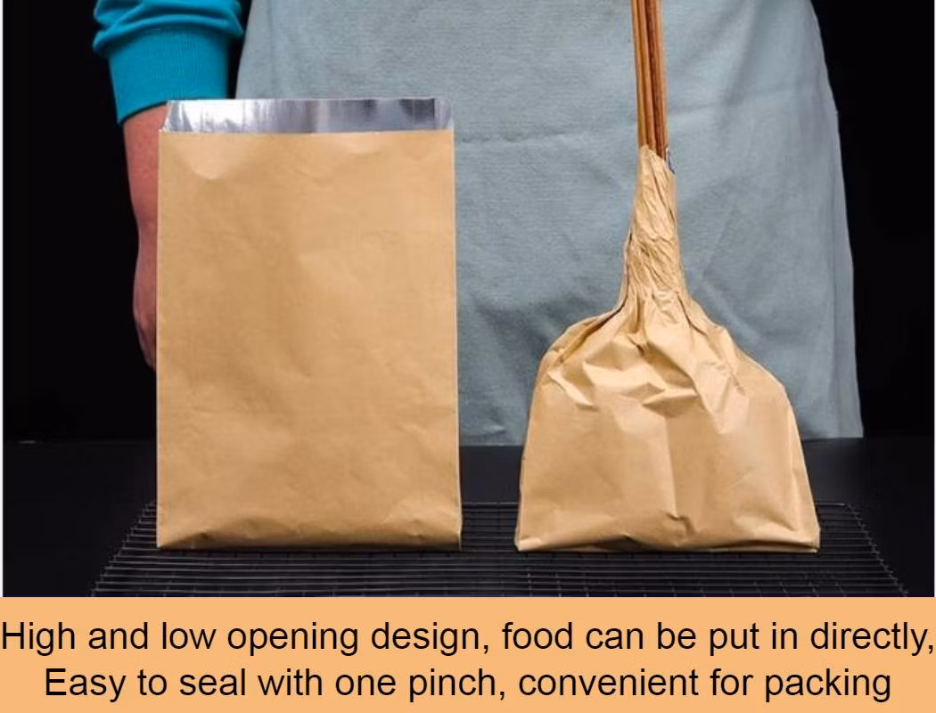 Custom Printed Aluminum Foil Lined Paper Bag for Burger Kebab Hot Dog