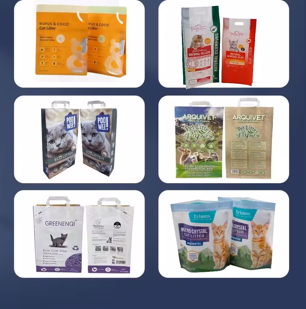 15lb Custom OEM Odmlarge Size Printed Zipper Organic Cat Litter Biodegradable Paper Bag Packaging