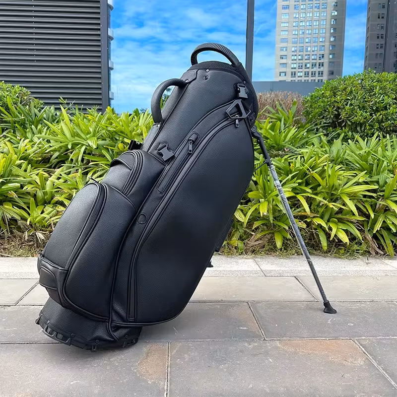 Factory White Black PU Leather Custom Logo Golf Carry Bag Portable Embroidery Golf Stand Bag