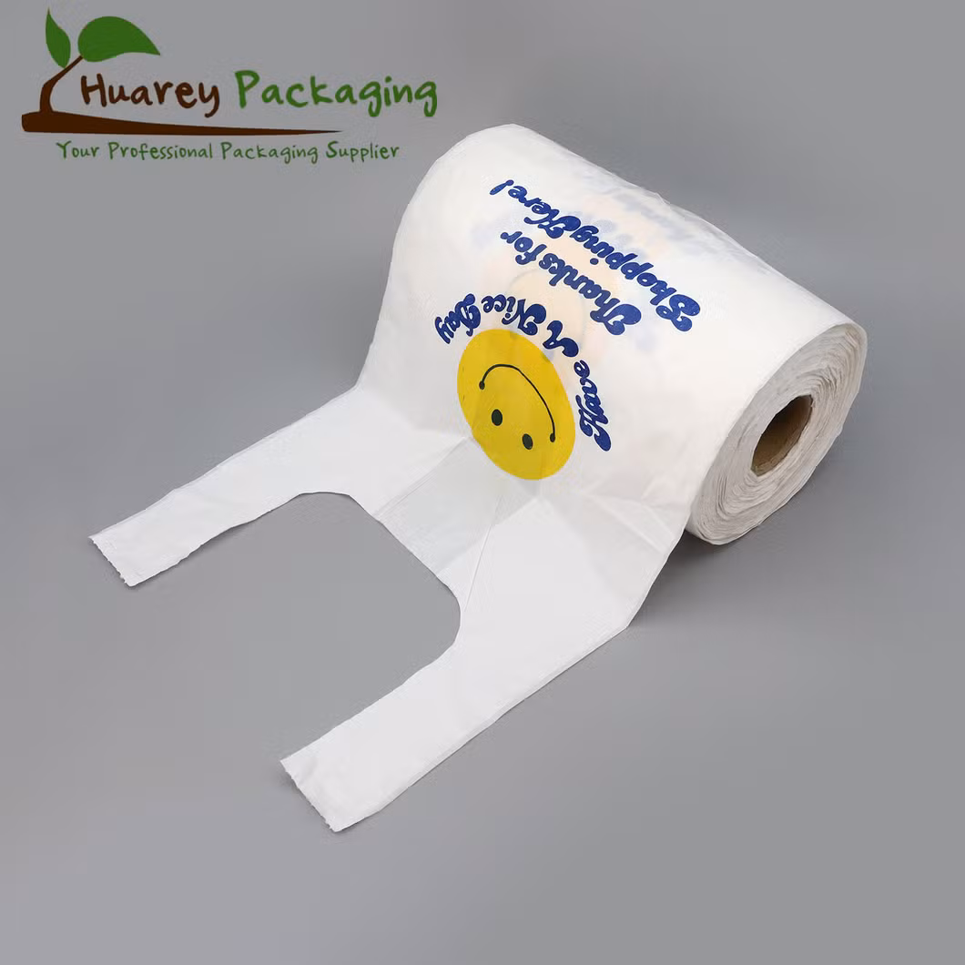 Eco Friendly Biodegradable Shopping Carrier Plastic T-Shirt Bag Polythene Supermarket Grocery Packaging