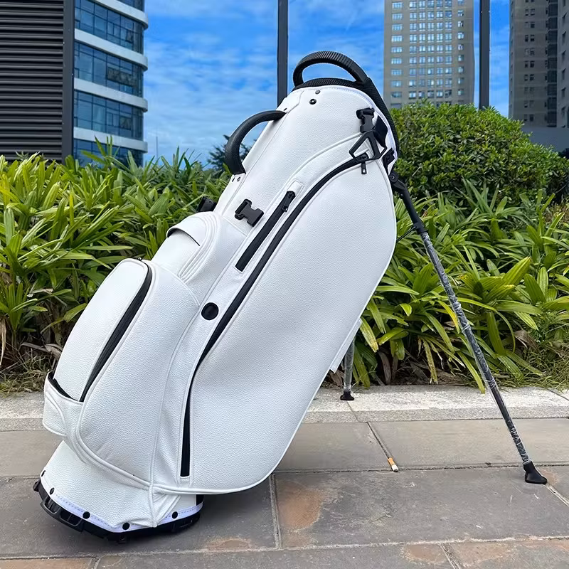 Factory White Black PU Leather Custom Logo Golf Carry Bag Portable Embroidery Golf Stand Bag