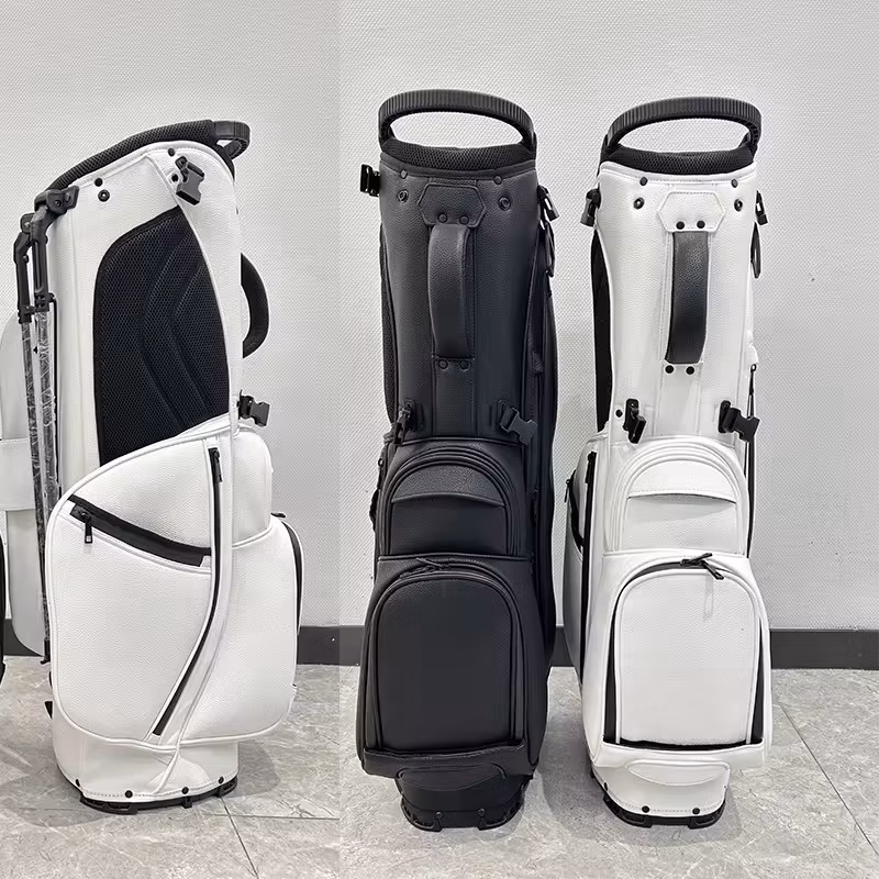 Factory White Black PU Leather Custom Logo Golf Carry Bag Portable Embroidery Golf Stand Bag