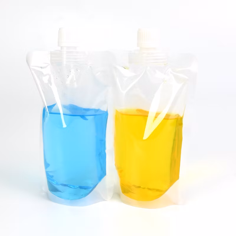 Transparent or Custom Printed Doypack Snacks Packing Sauce Liquid Drink Juice Jelly Milk Yogurt Food Packaging Stand up Spout Pouch Bag with Spout Plastic Pouch