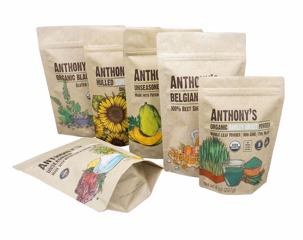 Customized Food Packing Mylar Bag Resealable Zip Lock Plastic Stand up Pouches